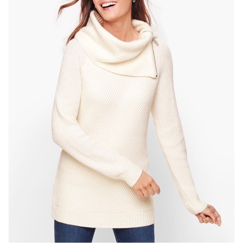 Talbots Split Neck White Ivory Sweater Size MP